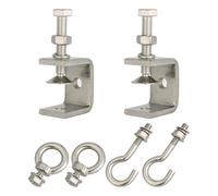 Lmzzdld Stainless Steel Small C Clamp with Ring, C Clamp,Pipe Clamp Hooks for Hanging, Beam Clamp with Ring for Woodworking