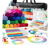 LN Cozy CORNE 113PCS Complete Crochet Kit for Beginners & Adults, All-in-One Crochet Starter Kit with Acrylic Yarns, Ergonomic Hooks & Accessories, Perfect Knitting Set for Craft Gifts