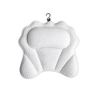 LN Cozy CORNE 4D Air Mesh Bath Pillow - Ergonomic Bath Pillows for Head and Neck with 6 Powerful Suction Cups, Luxury Bathtub Cushion, Quick-Dry Bath Accessories for all Bathtub (White)