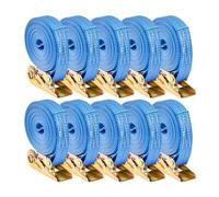 LN COZY CORNER 10 Pack Heavy Duty Ratchet Tie Down Straps 6M x 25mm 800KG Break Strength Adjustable Tensioning Belts for Motorcycles Trailers Trucks Cargo Roof Racks (Blue)