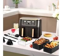 LN COZY CORNER 12PCs Silicone Air Fryer Liners for Ninja Foodi FlexiDrawer 10.4L Reusable Non-Stick Air Fryer Accessories Set with Racks Compatible with Ninja/Tower Models