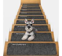 LN COZY CORNER 14PCS Non-Slip Stair Treads, 20x55cm Reusable Anti-Slip Step Mats for Wooden/Marble Stairs, Safety Carpet Treads for Kids, Elders & Pets, Soft Stair Runner Rugs (Dark Gray)
