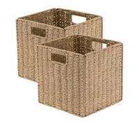 LN COZY CORNER 2-Pack Faux Wicker Storage Baskets with Handles Foldable Organizer Bins for Shelves, Cube Storage Home Decor Ideal for Toys Laundry & Closet Organization (22x22x22cm)