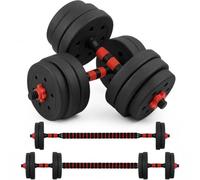 LN COZY CORNER 20KG Adjustable Dumbbell Set, 3-in-1 Weight Set with Connector Bar, Non-Slip TPR Handles & Durable PE Shell Plates for Home Gym Strength Training (10Kg Red)