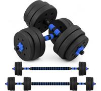 LN COZY CORNER 20KG Adjustable Dumbbell Set, 3-in-1 Weight Set with Connector Bar, Non-Slip TPR Handles & Durable PE Shell Plates for Home Gym Strength Training (Blue)