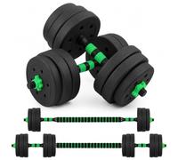 LN COZY CORNER 20KG Adjustable Dumbbell Set, 3-in-1 Weight Set with Connector Bar, Non-Slip TPR Handles & Durable PE Shell Plates for Home Gym Strength Training (Green)