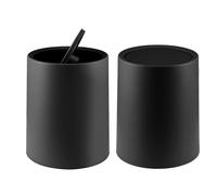 LN COZY CORNER 2pcs Bathroom Bins with Swing Lid 12L Desk Compact Small Bathroom Waste Bin Space-Saving Bathroom Trash Can Mini Wastebasket for Toilet Office Bedroom Hygienic Black