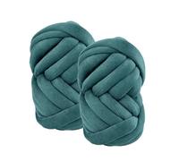LN COZY CORNER 2Pcs Chunky Tube Yarn Extra Thick Super Bulky Cotton Yarn for Hand Knitting Soft Velvet Knitting Yarn with DIY Roving for Chunky Blanket Cat Pet Bed Carpet Weaving (Green)