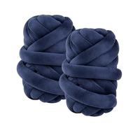 LN COZY CORNER 2Pcs Chunky Tube Yarn Extra Thick Super Bulky Cotton Yarn for Hand Knitting Soft Velvet Knitting Yarn with DIY Roving for Chunky Blanket Cat Pet Bed Carpet Weaving (Blue)