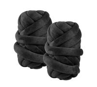 LN COZY CORNER 2Pcs Chunky Tube Yarn Extra Thick Super Bulky Cotton Yarn for Hand Knitting Soft Velvet Knitting Yarn with DIY Roving for Chunky Blanket Cat Pet Bed Carpet Weaving (Black)