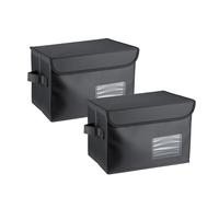 LN COZY CORNER 2PCS Vinyl Record Storage Box Holds 60 7-Inch Records Stackable Collapsible Records Case LP Organizer Crate with Dust-Proof Lid Portable Handle for Collecting Valuable Album