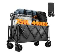 LN COZY CORNER 300L Folding Garden Trolley on Wheels, Heavy Duty Folding Garden Cart with Adjustable Handle, Utility Wagon for Camping, Beach, Picnic, Shopping & Outdoor Transport (Black)