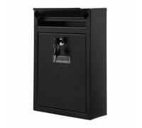 LN COZY CORNER 32x21.5x8.5cm Wall Mounted Letter Box Weatherproof Steel Post Box with Lock & 2 Keys Secure Outdoor Mailbox for Parcels Letters Modern Rust-Resistant (BLACK)