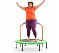 LN COZY CORNER 38'' Foldable Fitness Trampoline for Adults, Adjustable Handle Rebounder, Mini Trampoline for Indoor & Outdoor Workout, 220 lbs Capacity with Foam Handle for All Levels, Green