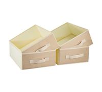 LN COZY CORNER 4-Pack Foldable Fabric Storage Cubes with Handles Collapsible Clothes Organizer Bins 39 x 28.5 x 14 cm for Wardrobe, Shelves & Drawers Underwear Socks Toys Storage (Beige)
