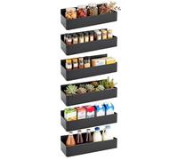 LN COZY CORNER 6 Pack Wall Mounted Spice Rack Metal Spice Rack Wall Mounted Magnetic Cabinet Door Spice Rack for Jars Storage, Kitchen, Inside Cupboard or Cabinet Doors (Black)