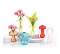 LN COZY CORNER 6PCS Glass Mushroom Propagation Stations & Planter Jars, Vintage Round Mushroom Vase Set for Indoor Plants, Hydroponic Plant Propagation Vase, Decorative Glass Planters