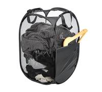 LN COZY CORNER 75L Large Collapsible Laundry Baskets Foldable Mesh Pop-Up Hamper with Reinforced Handles & Side Pocket Space-Saving Washing Basket for Bathroom Bedroom Dorm Travel Black