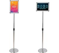 LN COZY CORNER A4 Adjustable Poster Display Stand 81-130cm, Stainless Steel Info Stand, Foldable Presentation Stand for Indoor & Outdoor Use, Weatherproof Sign Holder for Business & Retail Display