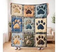 LN COZY CORNER Cartoon Sherpa Fleece Blanket - Ultra Soft Reversible Double Sided Flannel Throws, Plush Animal Pattern Blanket for Bed Sofa Couch, All Season Cozy Gift (150x200cm, Paw Print)