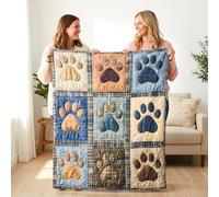 LN COZY CORNER Cartoon Sherpa Fleece Blanket - Ultra Soft Reversible Double Sided Flannel Throws, Plush Animal Pattern Blanket for Bed Sofa Couch, All Season Cozy Gift (100x150cm, Paw Print)