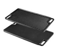LN COZY CORNER Cast Iron BBQ Grill Pan, Reversible Griddle Plate with Flat & Ridged Surfaces - 46x26cm Non-Stick Pre-Seasoned for Outdoor Cooking, Gas& Oven Use