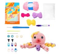 LN COZY CORNER Complete Crochet Kit for Beginners - All-in-One Crochet Starter Set, Includes Soft Yarn, Step-by-Step Video Tutorial, Easy Animal Patterns - Perfect Creative Gift (Jellyfish)