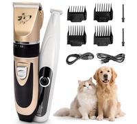 LN COZY CORNER Dog Clippers & Paw Trimmer 2-in-1 Grooming Kit, 180 Min Cordless Rechargeable Quiet Clippers with 2000mAh+1200mAh Dual Battery, 4 Guide Combs & Storage Bag for Pets Grooming at Home