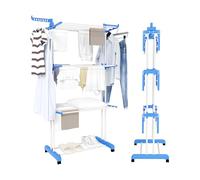 LN COZY CORNER Drying Rack 3 Tier Foldable Clothes Rack Drying Rack Portable Indoor and Outdoor Rolling Clothes Rack with Foldable Wings and Casters for Bedroom
