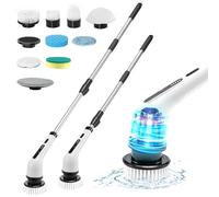 LN COZY CORNER Electric Spin Scrubber - Cordless Power Scrubber with 9 Replaceable Brush Heads, Adjustable Extension Arm & 2 Speeds for Effortless Cleaning of Floors, Tubs, Tiles, and Toilets