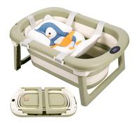 LN COZY CORNER Foldable Baby Bathtub with Seat Support - Portable Collapsible Infant Bath Tub for Newborn to Toddler (0-36 Months), Non-Slip Safe Baby Bathing Tub (XL - Green)
