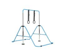 LN COZY CORNER Foldable Gymnastics Bar for Kids - Adjustable Height Horizontal Kip Bar with Rings, Stable Steel Frame Gymnastics Equipment for Home Training, Indoor Kids Gym Playset(With Rings, Blue)
