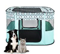 Foldable Pet Playpen, Portable Small Dog Cat Crate, Soft Indoor Outdoor Pet Cage, Puppy Playpen with Mesh Panels, Dog Tent, Cat Playpen, Travel Pet Puppy Cage for Pets (Green-L)