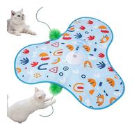 LN COZY CORNER Hide and Seek Interactive Cat Toy - Automatic Moving Feather Toy with Motion Sensor & 3 Modes, USB Rechargeable, Mouse Squeaky Sound, Self-Play for Indoor Cats, Kittens (Blue)