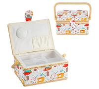 LN COZY CORNER Hobby Gift Sewing Storage Box, Filled Sewing Box with Tray, Craft & Hobby Organizer, Portable Storage for Sewing, Quilting & Scrapbooking, 24 x 17.5 x 13 cm (Yellow)