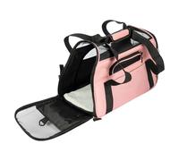 LN COZY CORNER Pet Carrier Bag, Soft Sided Foldable Cat & Dog Carrier with Breathable Mesh, 4 Storage Pockets & Removable Pad, Airline Approved Travel Carrier for Small Pets, Vet Visits (Pink, L)