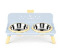 LN COZY CORNER Raised Pet Feeding Station, Double Bowl Stand for Cats & Small Dogs (Blue)