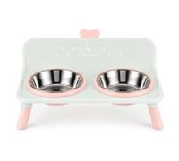 LN COZY CORNER Raised Pet Feeding Station, Double Bowl Stand for Cats & Small Dogs (Pink)