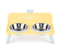 LN COZY CORNER Raised Pet Feeding Station, Double Bowl Stand for Cats & Small Dogs (Yellow)