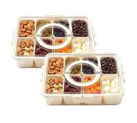 LN COZY CORNER Snackle Box with 8 Removable Compartments, Airtight Lid & Handle, Plastic Food Container Organizer for Snacks, Fruits, Nuts, Candy, Charcuterie, Travel, Picnics (2PCS)