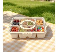 LN COZY CORNER Snackle Box with 8 Removable Compartments, Airtight Lid & Handle, Plastic Food Container Organizer for Snacks, Fruits, Nuts, Candy, Charcuterie, Travel, Picnics (1PCS)