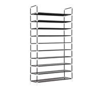 LN COZY CORNER Tall Shoe Rack Stand 10 Tier Tall Shoes Cabinet Space Saving Hallway Shoe Storage Entryway Organizer Shelf Stylish Display Rack for Home Living Room (Black, 98 * 27 * 177cm)