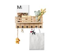 LN COZY CORNER Wooden Key Holder for Wall with 6 Hooks & Mail Shelf Wall Mounted Entryway Organizer for Keys Mail Sunglasses Perfect for Hallway Kitchen Office & Bedroom (Wood)