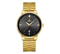 LN LENQIN Mens Stainless Steel Waterproof Wrist Watches，Gold Black