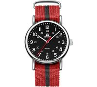 LN LENQIN Mens Watches Military Watch Analog Quartz Watches for Men Army Tactical Sports Field Watch Easy Reader 38 mm Waterproof Men's Wrist Watches with Nylon Band (Red)