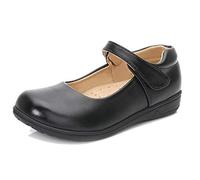 Lnafan Girls’ Cute School Uniform Dress Shoes Princess Mary Jane Flats Black Nubuck Size 6UK