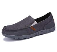 Lnafan Men’s Slip On Casual Loafers Flats Espadrilles Canvas Shoes Driving Shoes Grey Size 12.5UK