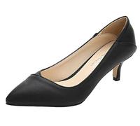 Lnafan Women’s Closed Toe Kitten Heel Court Shoes Office Work Shoes Dress Party Pumps Black Size 10UK