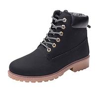 Lnafan Women’s High Top Lace Up Ankle Boots Combat Booties Work Boots Hiking Boots Black Size 8UK