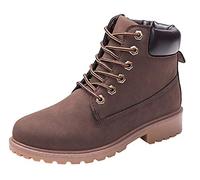 Lnafan Women’s High Top Lace Up Ankle Boots Combat Booties Work Boots Hiking Boots Brown Size 5UK